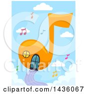Poster, Art Print Of Music Note House In A Sky