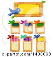 Poster, Art Print Of Colorful Birds And Wood Boards
