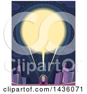 Clipart Of A Strobe Lite Atop A City Building Royalty Free Vector Illustration