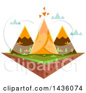 Poster, Art Print Of Floating Island With Triangular Mountains