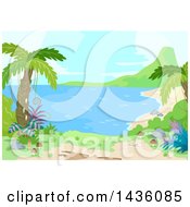 Poster, Art Print Of Prehistoric Landscape With Palm Trees And A Beach