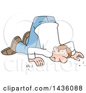 Poster, Art Print Of Cartoon Caucasian Man With His Ear To The Ground