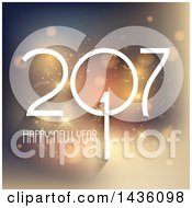 Clipart Of A Happy New Year 2017 Greeting Over Bokeh Flares Royalty Free Vector Illustration