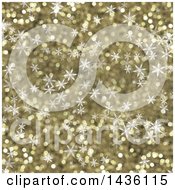 Poster, Art Print Of Golden Glitter Background With Snowflakes