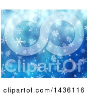 Poster, Art Print Of Blue Background Of Snowflakes