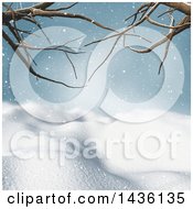 Poster, Art Print Of 3d Winter Landscape Of Snow Covered Hills And Bare Tree Branches