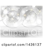 Clipart Of A 3d Winter Landscape Of Snow Covered Hills And A Bokeh Sky Royalty Free Illustration
