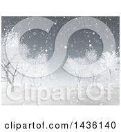 Poster, Art Print Of 3d Winter Landscape Of Snow Covered Hills And Bare Trees