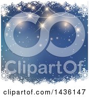 Poster, Art Print Of Christmas Party Background Bokeh Flares And Snowflakes Over Blue