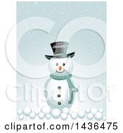 Poster, Art Print Of Snowman With A Happy Holidays Top Hat And Snow Balls