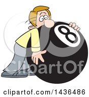 Clipart Of A Cartoon Caucasian Man Behind The Eight Ball Royalty Free Vector Illustration