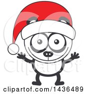 Poster, Art Print Of Cartoon Christmas Panda Wearing A Santa Hat