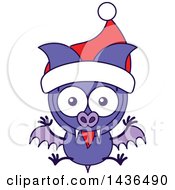 Poster, Art Print Of Cartoon Christmas Vampire Bat Wearing A Santa Hat