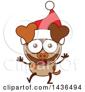 Poster, Art Print Of Cartoon Christmas Dog Wearing A Santa Hat