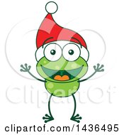 Poster, Art Print Of Cartoon Christmas Frog Wearing A Santa Hat