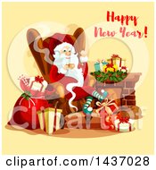 Clipart Of A Happy New Year Greeting Design Royalty Free Vector Illustration
