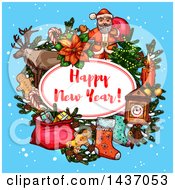 Clipart Of A Happy New Year Greeting Design Royalty Free Vector Illustration