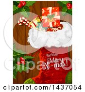 Poster, Art Print Of Stocking With Best Wishes Merry X Mas Text