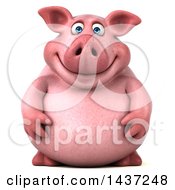 Clipart Of A 3d Chubby Pig On A White Background Royalty Free Illustration by Julos