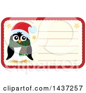 Poster, Art Print Of Christmas Penguin Tag Or Label With Text Space