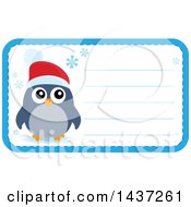 Clipart Of A Christmas Penguin Tag Or Label With Text Space Royalty Free Vector Illustration
