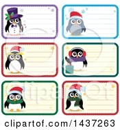Poster, Art Print Of Christmas Penguin Tags Or Labels With Text Space