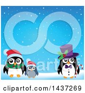 Poster, Art Print Of Christmas Penguin Family In The Snow