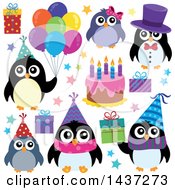 Clipart Of Party Penguins Royalty Free Vector Illustration