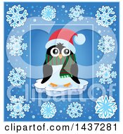 Poster, Art Print Of Penguin Inside A Blue Snowflake Frame