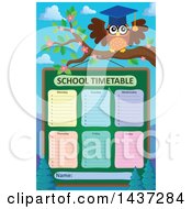 Clipart Of A Professor Owl With A School Timetable Royalty Free Vector Illustration