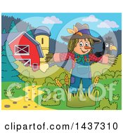 Poster, Art Print Of Crow Bird On A Scarecrow In A Barnyard