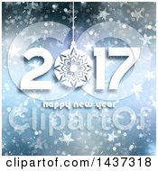Poster, Art Print Of Happy New Year 2017 Greeting Over Blue Stars And Bokeh