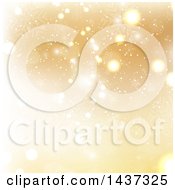 Clipart Of A Gold Christmas Background With Winter Snowflakes And Flares Royalty Free Vector Illustration