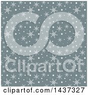 Clipart Of A Gray And White Christmas Background With Winter Snowflakes And Stars Royalty Free Vector Illustration by KJ Pargeter