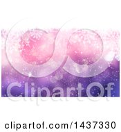 Clipart Of A Gradient Pink And Purple Christmas Background With Snowflakes And Flares Royalty Free Illustration