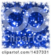 Poster, Art Print Of Grungy White Snowflake Christmas Border Over Blue Glitter