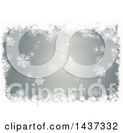 Poster, Art Print Of Grungy White Snowflake Christmas Border Over Gray