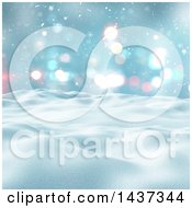 Clipart Of A 3d Winter Landscape Of Snow Covered Hills And Blue Sky Royalty Free Illustration