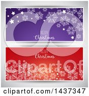 Clipart Of Christmas Greeting And Snowflake Designs Over Gray Royalty Free Vector Illustration