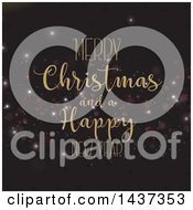 Poster, Art Print Of Merry Christmas And A Happy New Year Greeting Over Bokeh Flares On Black