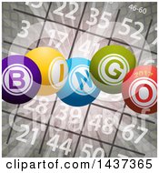 Poster, Art Print Of Bingo Card And Flares With 3d Balls And 2017
