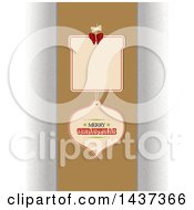 Poster, Art Print Of Gift Shaped And Bauble Tag With Merry Christmas Text Over A Brown Panel
