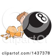 Clipart Of A Cartoon Caucasian Woman Behind The Eight Ball Royalty Free Vector Illustration