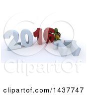 Poster, Art Print Of 3d Tortoise Getting Ready To Remove 16 And Change It To New Year 2017 On A Shaded White Background