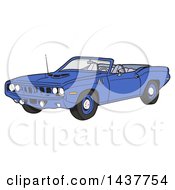 Blue 1971 Hemi Plymouth Barracuda Convertible Muscle Car