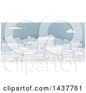 Poster, Art Print Of Row Of Paper Cut Styled Georgian Or Victorian Houses In A Neighborhood On Blue