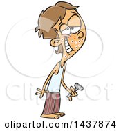 Poster, Art Print Of Cartoon White Teenage Guy Shaving For The First Time