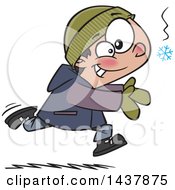 Clipart Of A Cartoon White Boy Catching A Snowflake Royalty Free Vector Illustration
