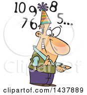 Cartoon White Man Counting Down To New Year