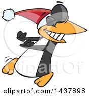 Cartoon Christmas Penguin Doing A Happy Dance